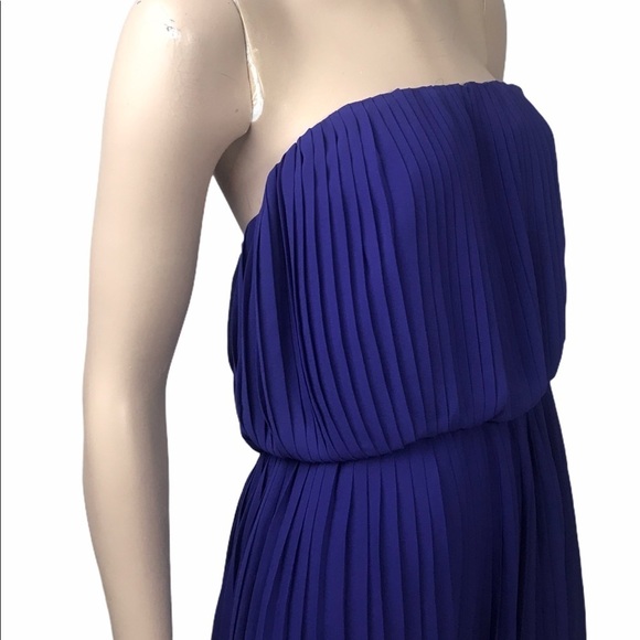 BCBG Generation Blue Pleated High Low Strapless Dress Women's Medium - Picture 6 of 9